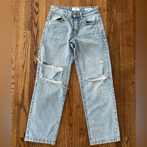 Cotton On Light Blue Distressed Straight Leg Jeans